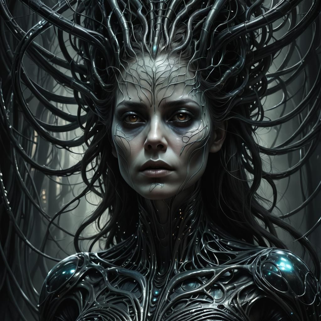 Mystical Woman Emerging from Shadows: Digital Art