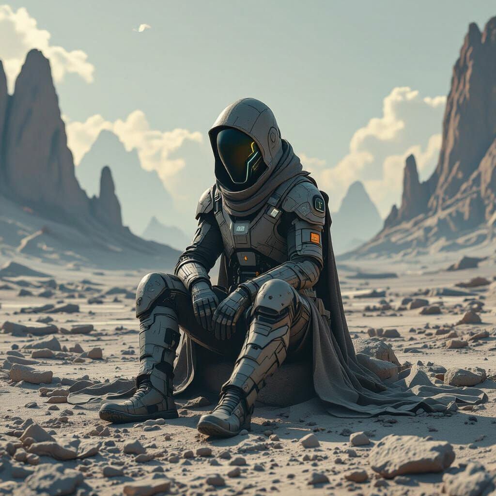 Fractured Future: A Photorealistic Portrait of Solitude