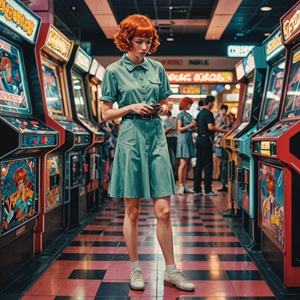 Surreal Brainwashing of Redhead in 80s Arcade