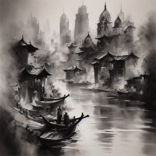 Hyperdetailed Charcoal Portrait in Dimly Lit Room