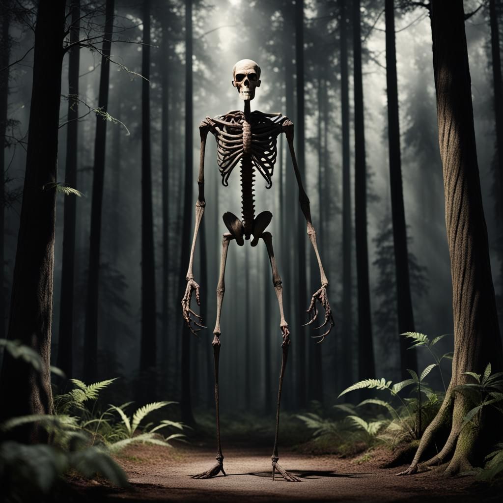 Ominous Shadow Figure in Dark Forest