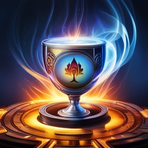 Flaming Chalice on Cassette: Detailed Matte Painting