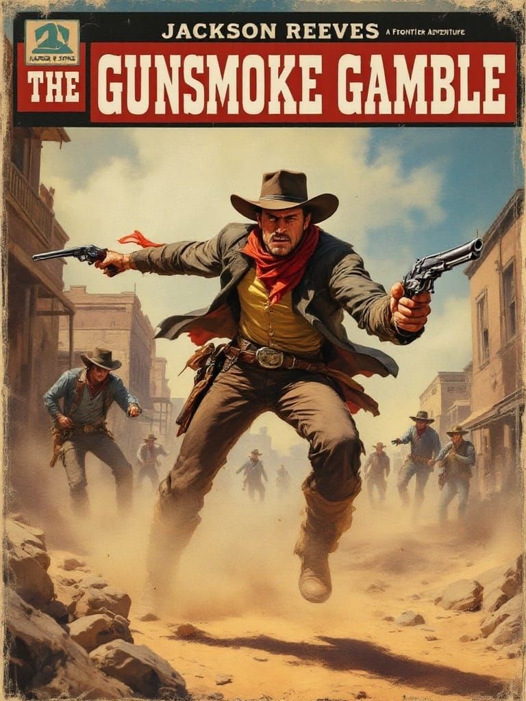 Dramatic Western Showdown in the Style of Vintage Pulp Ficti...