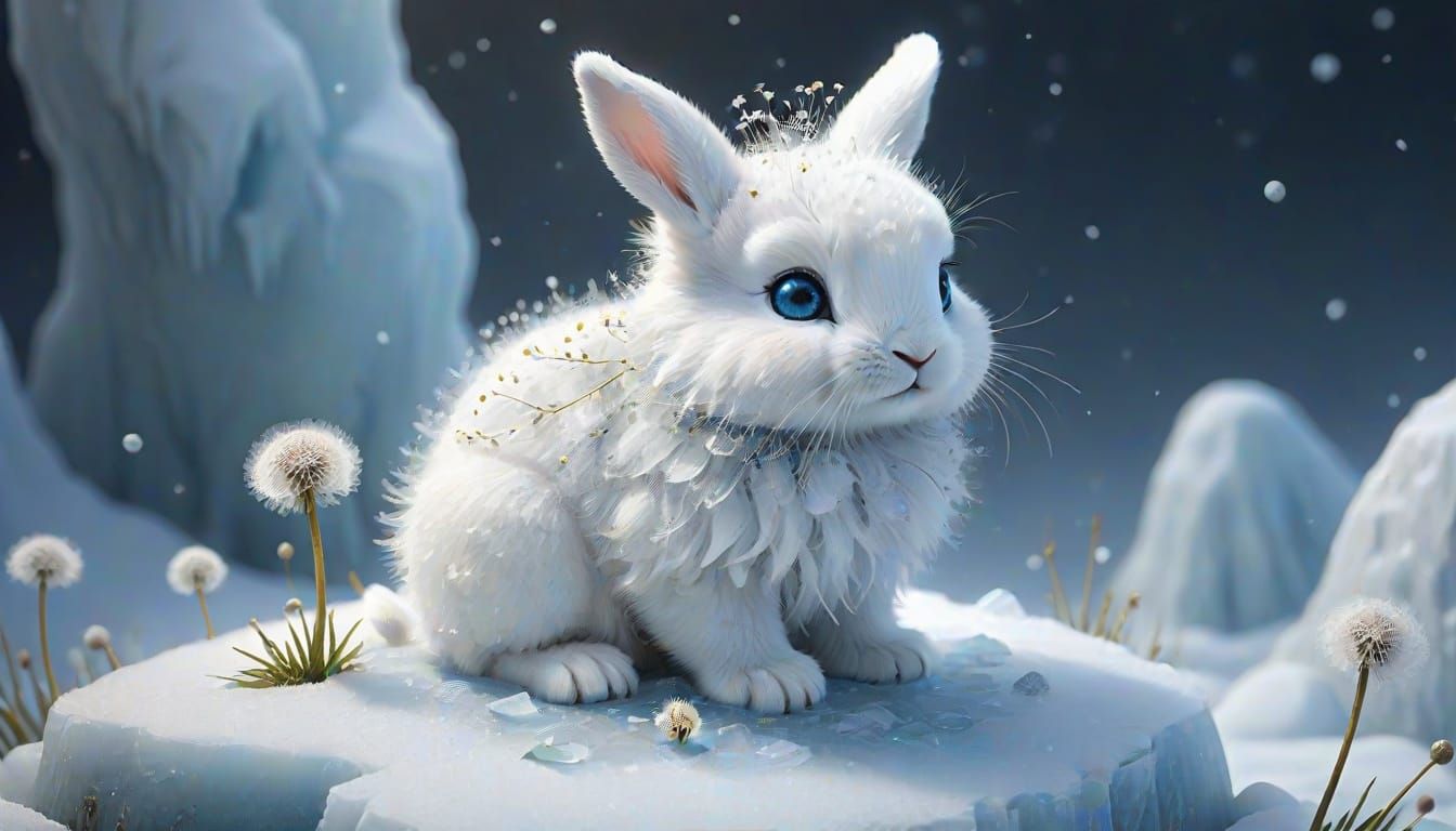 Ethereal Baby Bunny in Whimsical Illustration Style