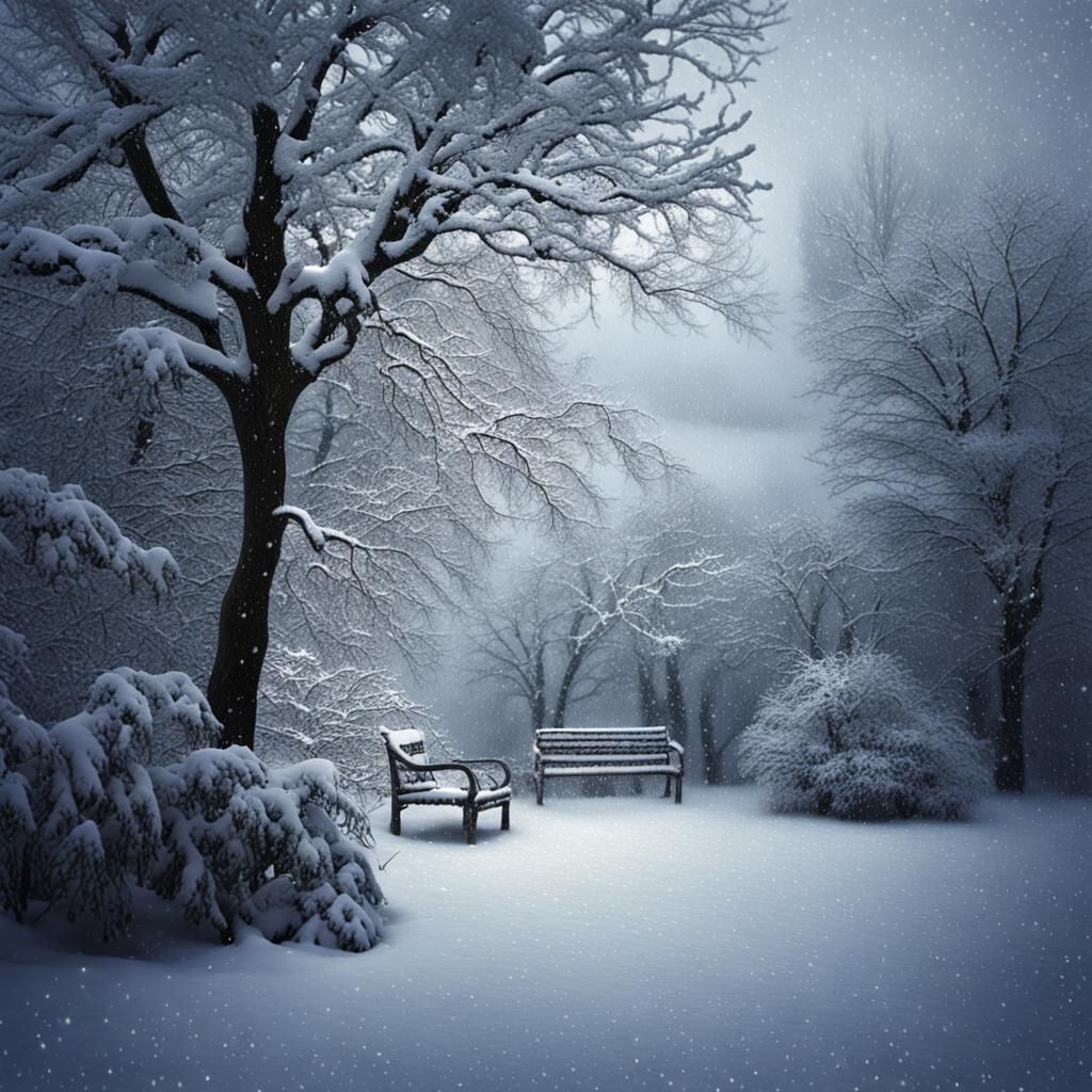Snowy Garden: A Soulful Winter Scene