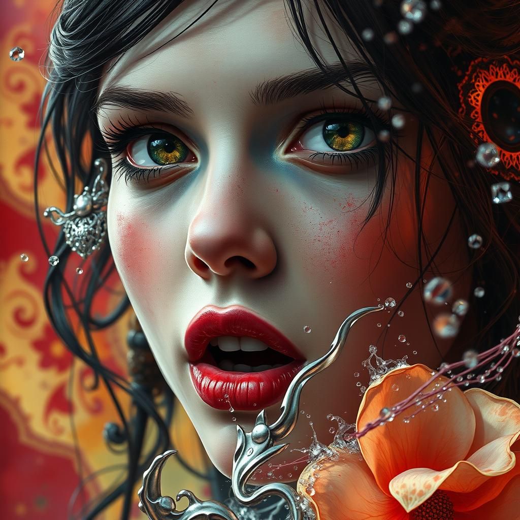 Dramatic Hyperrealistic Portrait with Colorful Splash Art Ba...