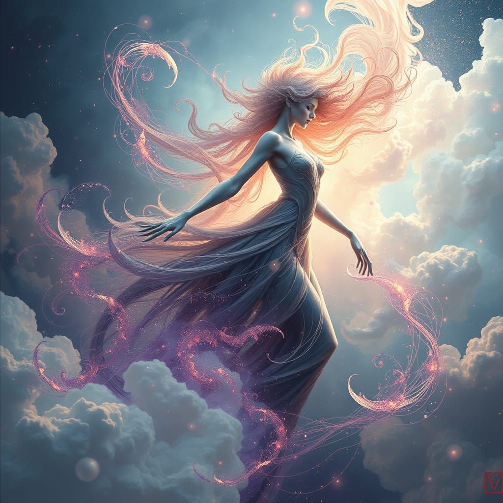 Surreal Dreamlike Figure Transforms in Vibrant Colors