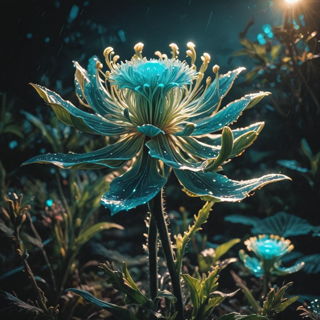 Bioluminescent Alien Flower in Cinematic Still