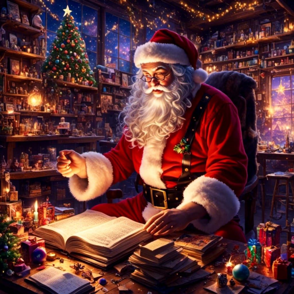 Santa Claus Portrait in Dreamlike Purple Fantasy Style