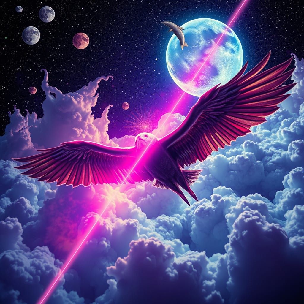 Ethereal Flight in a Kaleidoscope of Colors