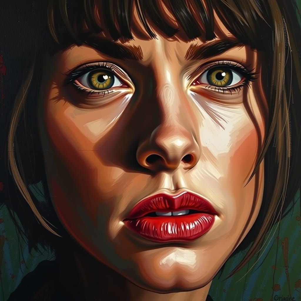 Dramatic Portrait Oil Painting with Expressive Brushstrokes