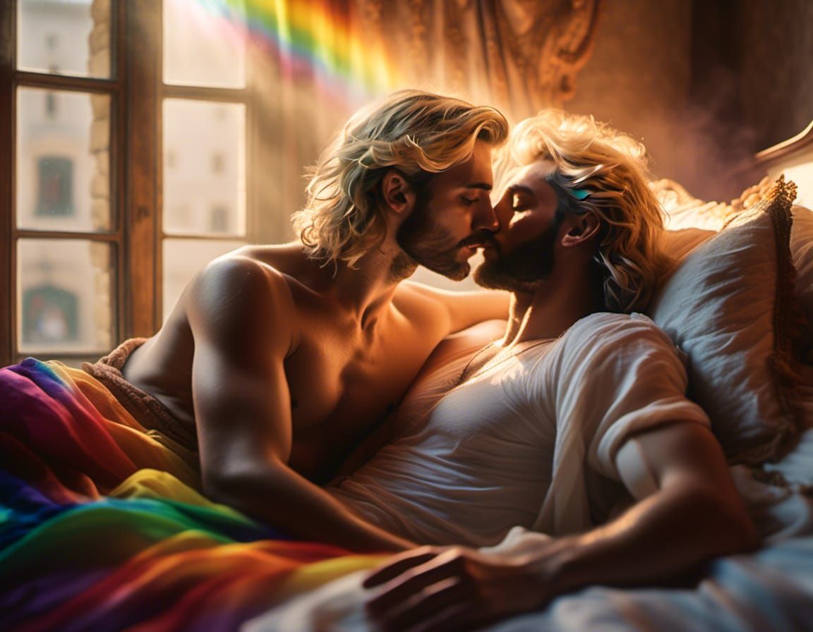 Passionate Kiss of Greek Gods in Renaissance Style