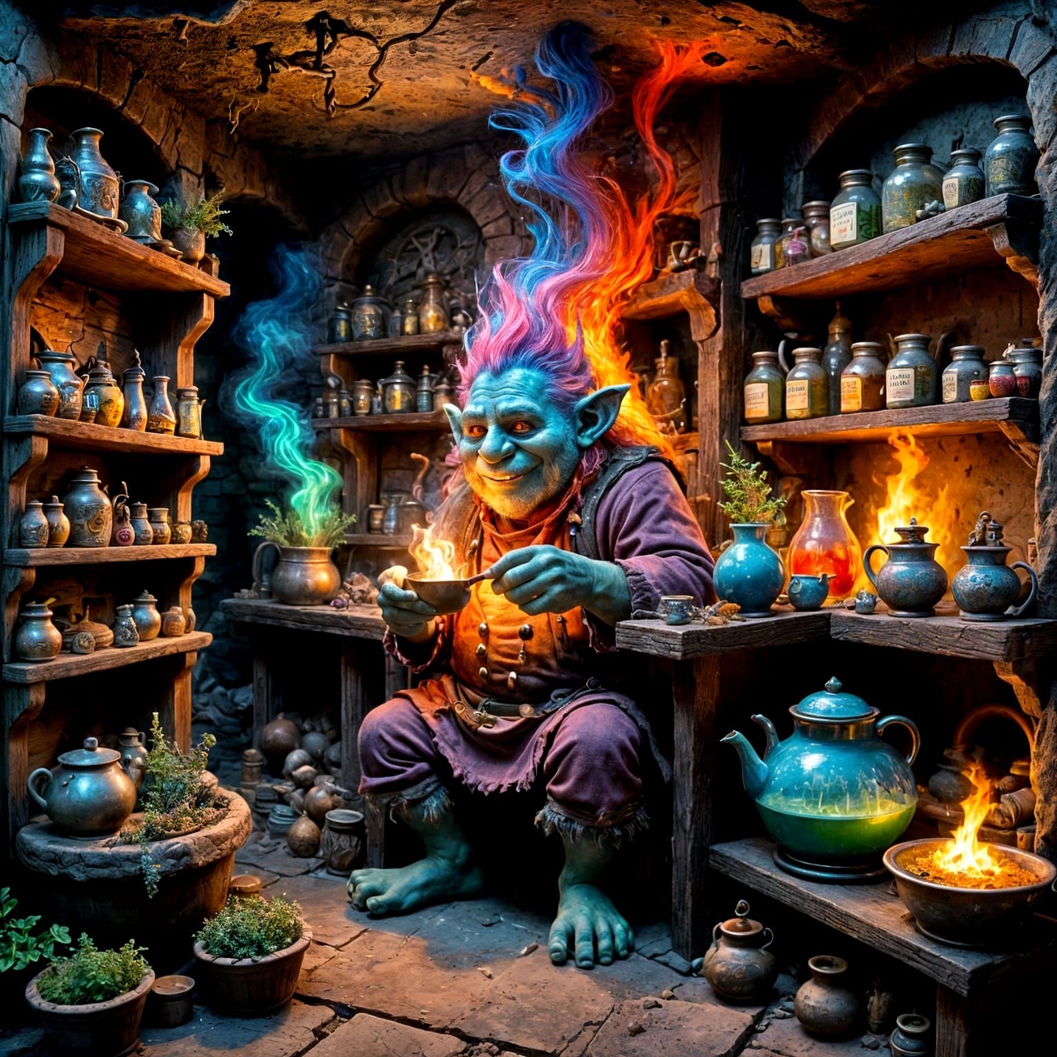 Troll Apothecary Cave: A Photorealistic Masterpiece