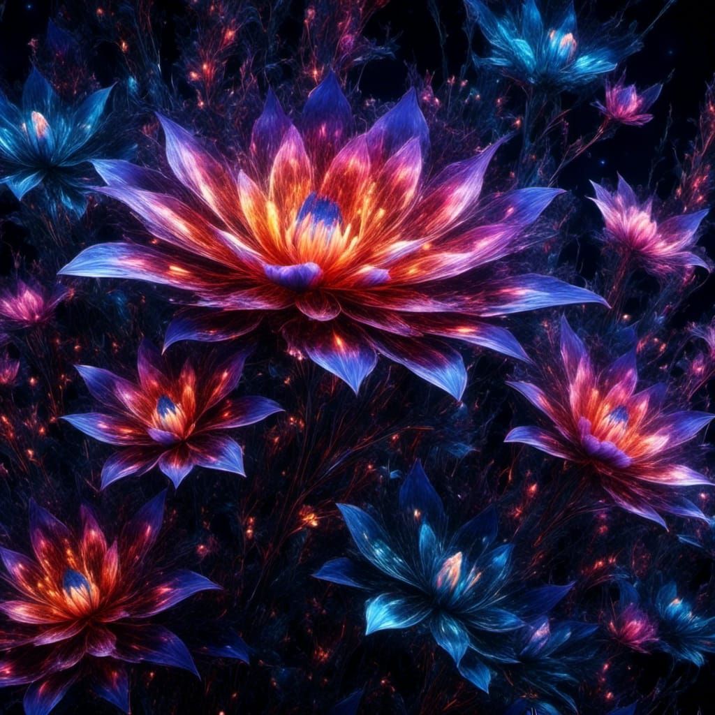 Galactic Beanstalk Flower in Mystical Aura