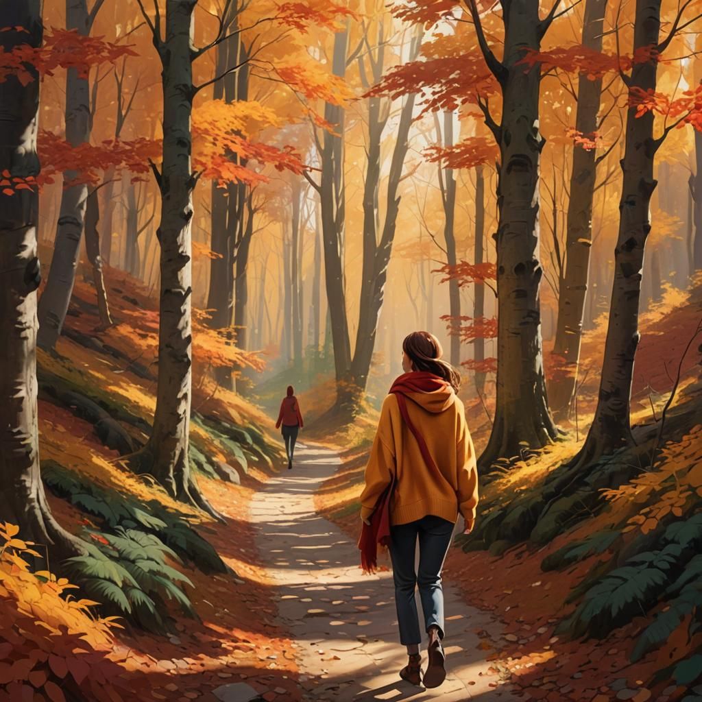 Autumnal Forest Path Concept Art