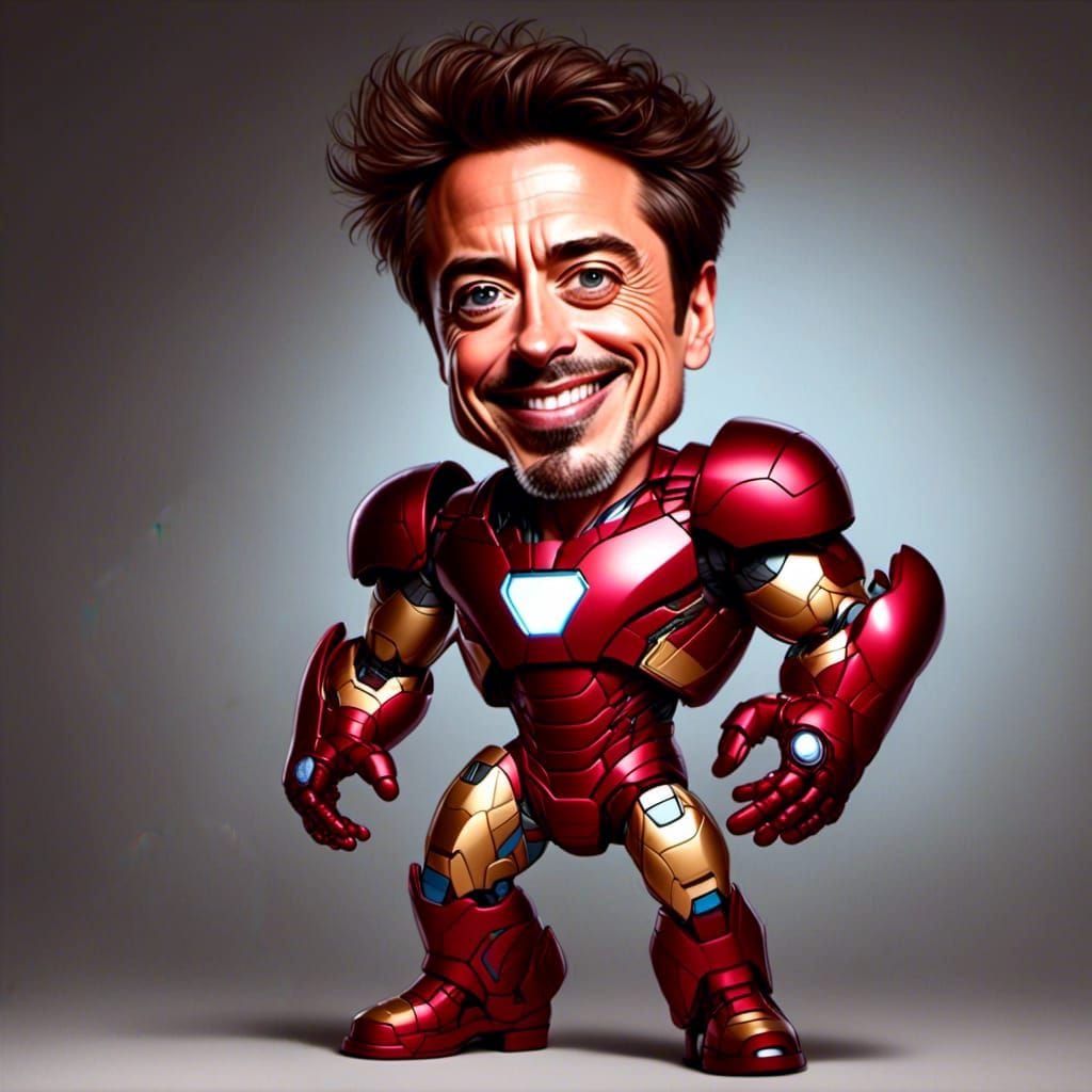 Iron Man Caricature in Digital Art Style