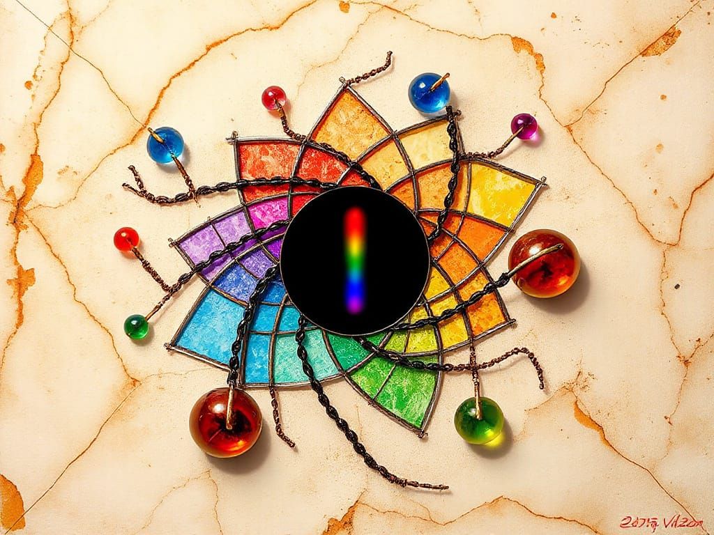 Surreal Fossil Tangled in Rainbow Prism