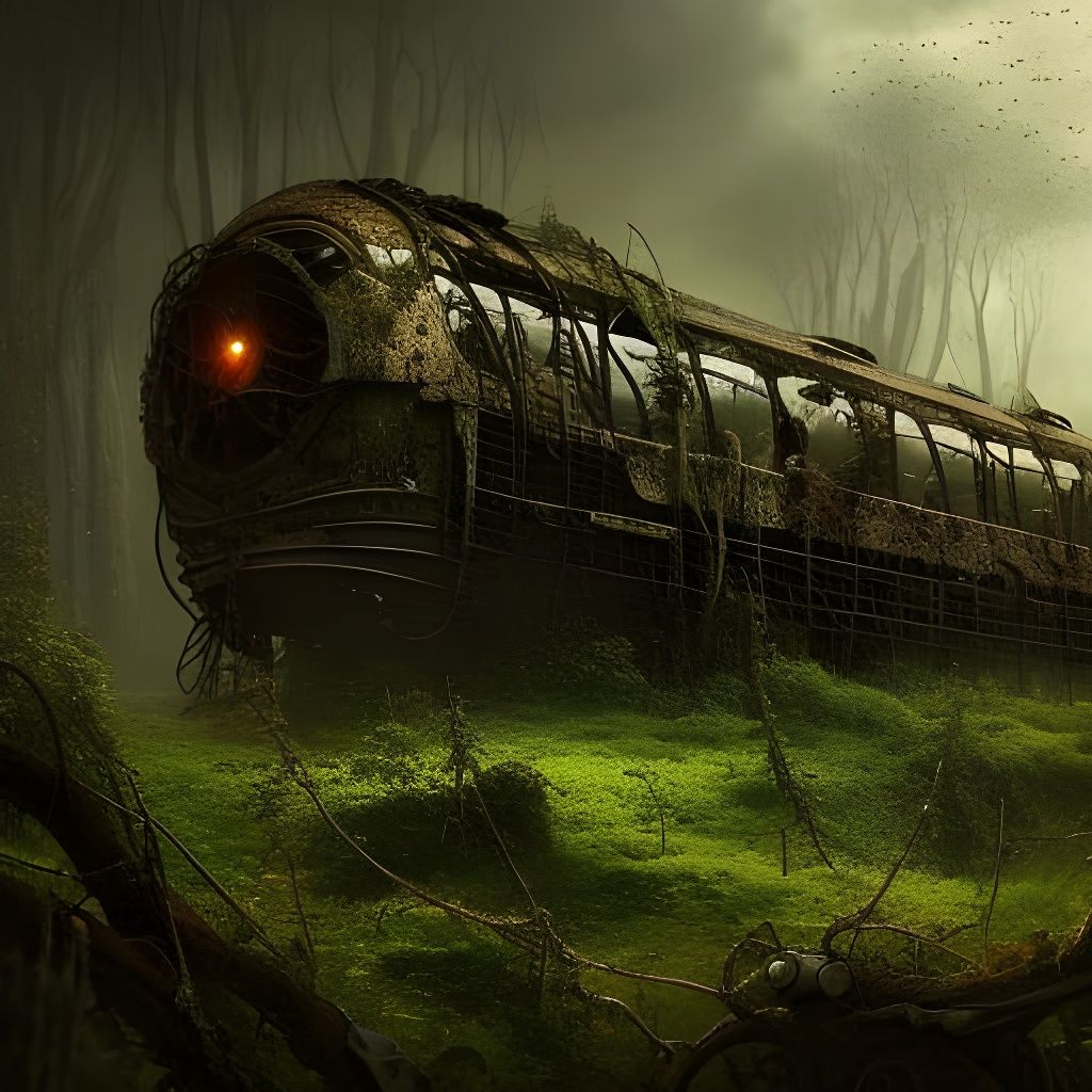 Dystopian Train Wreck in Steampunk Style