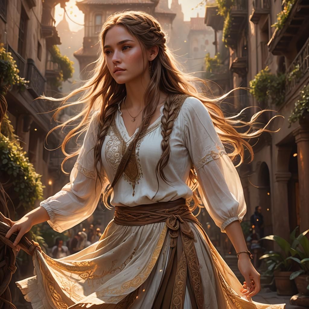 Girl with Brown Hair in Fantasy Concept Art