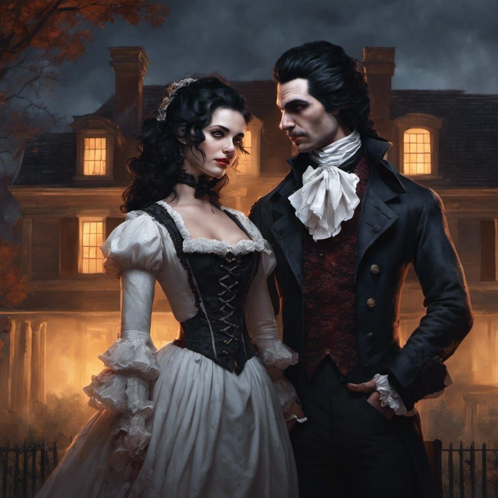 Rococo Vampire Couple in Colonial Setting