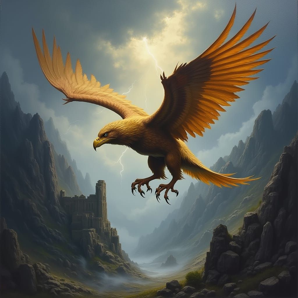 Majestic Griffin in Dramatic Oil Painting Style