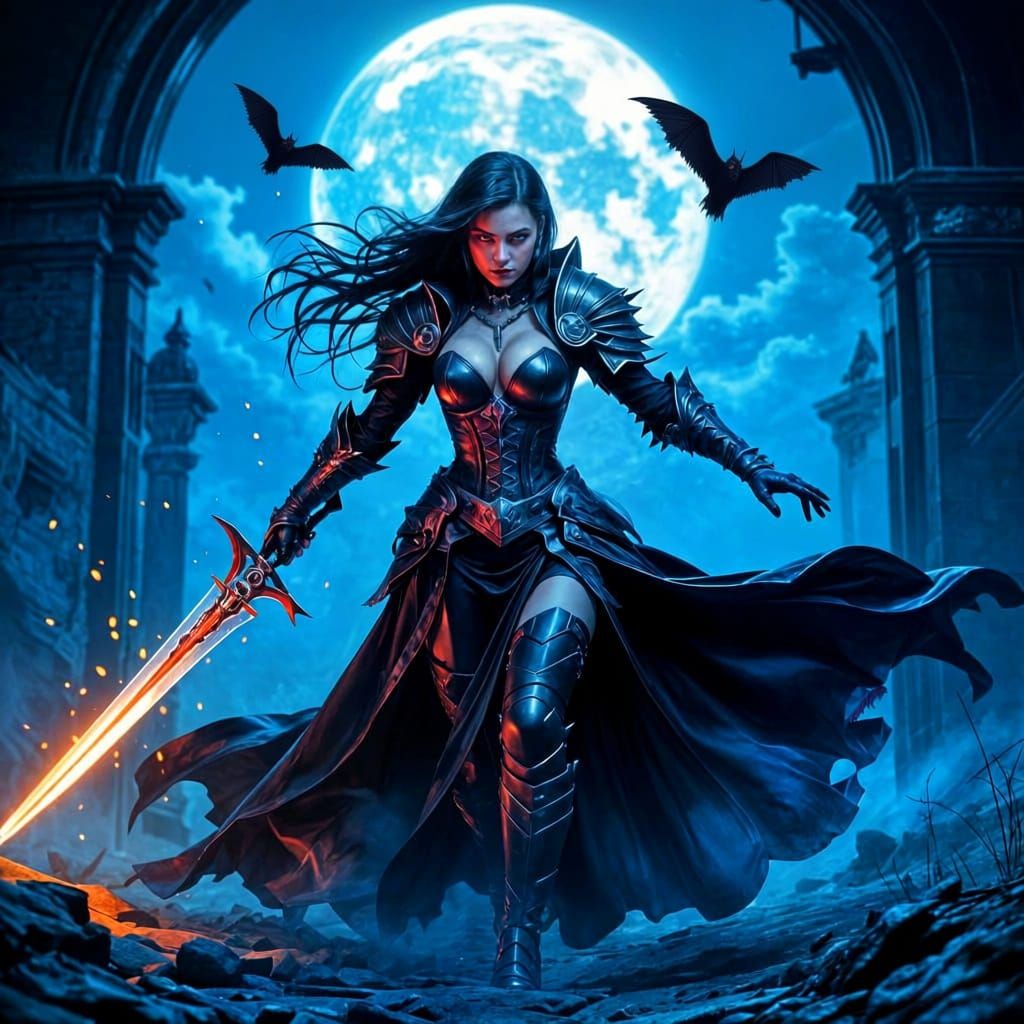 Lady Vampire Prepared for Battle