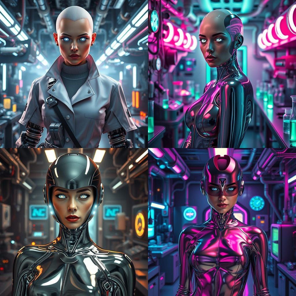 Cyberpunk Goddess in a High-Tech Lab