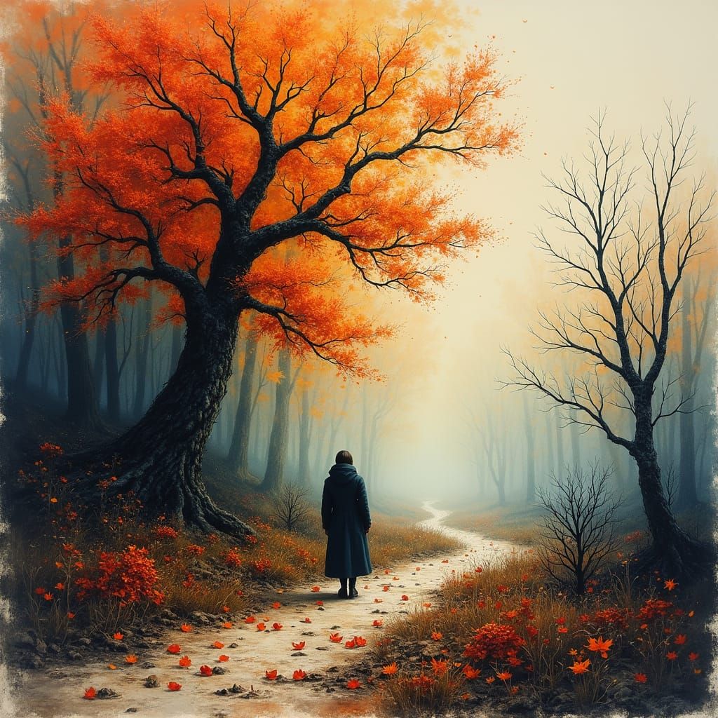 Surreal Autumn Landscape in Dark Fantasy Style