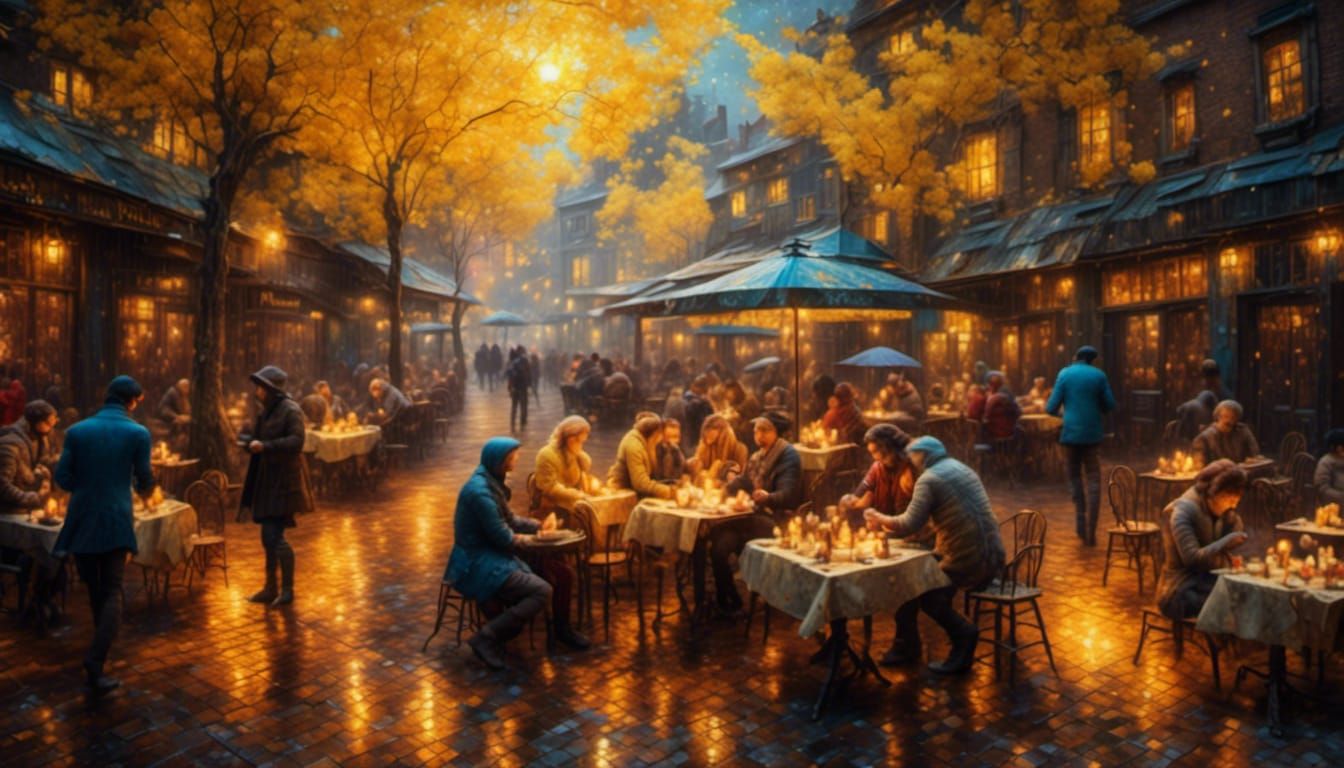 Van Gogh Inspired Cafe Terrace Scene