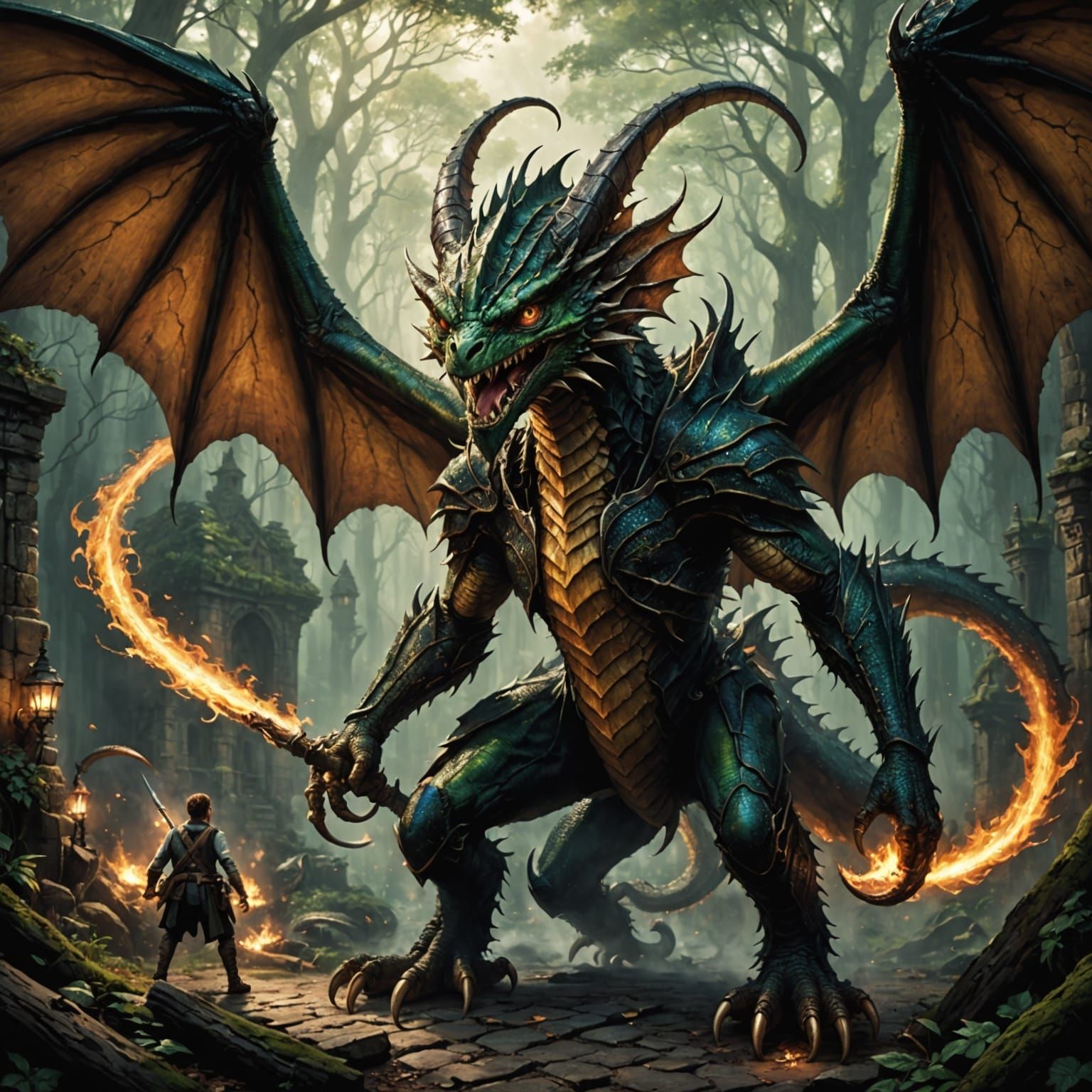 Surreal Robot Creature in a Cyberpunk Landscape