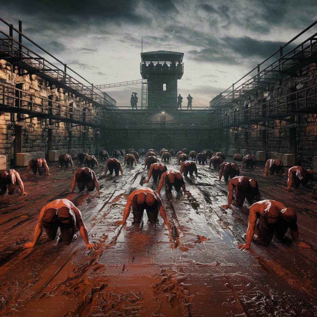 Gloomy Prison Yard Matte Painting