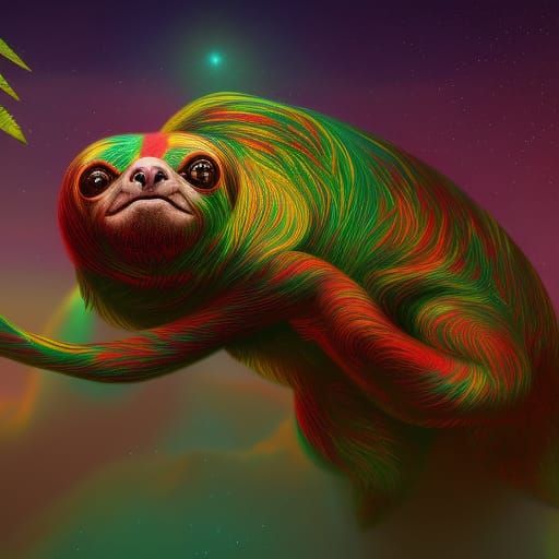 Psychedelic Sloth Fantasy Concept Art
