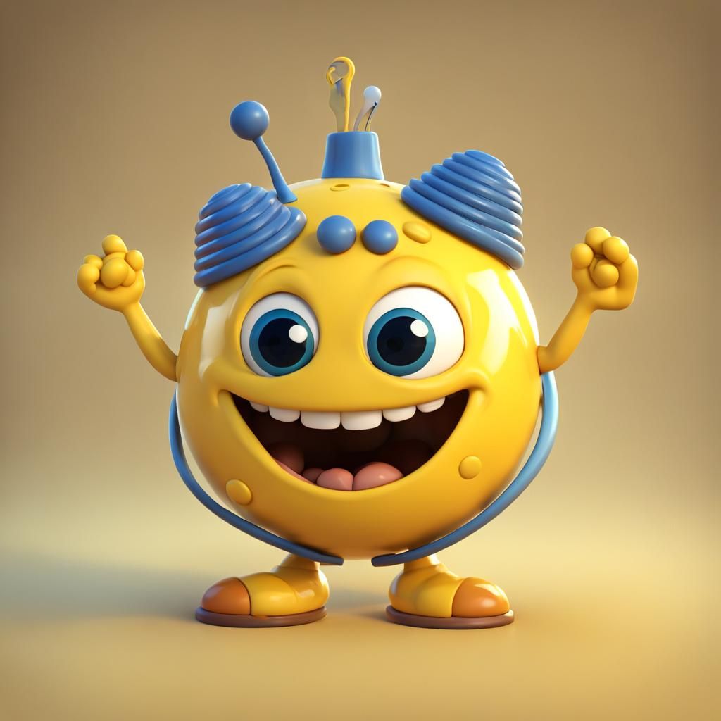 Cute Yellow Spheroid Character in 3D Digital Art