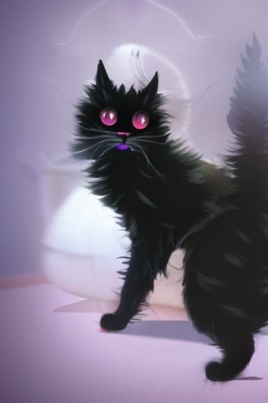Fluffy Spooky Cat: An AI-Generated Image