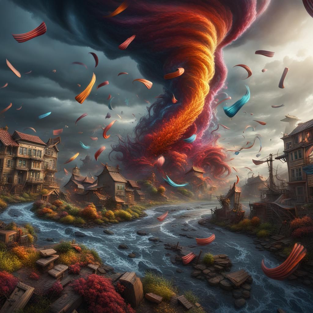 Whirlwind of Flying Socks in Detailed Matte Painting