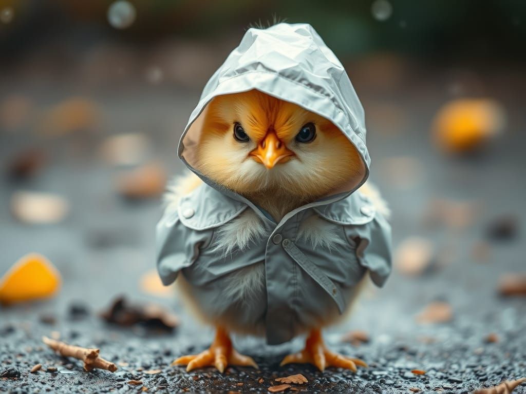 Grumpy Chick in Raincoat