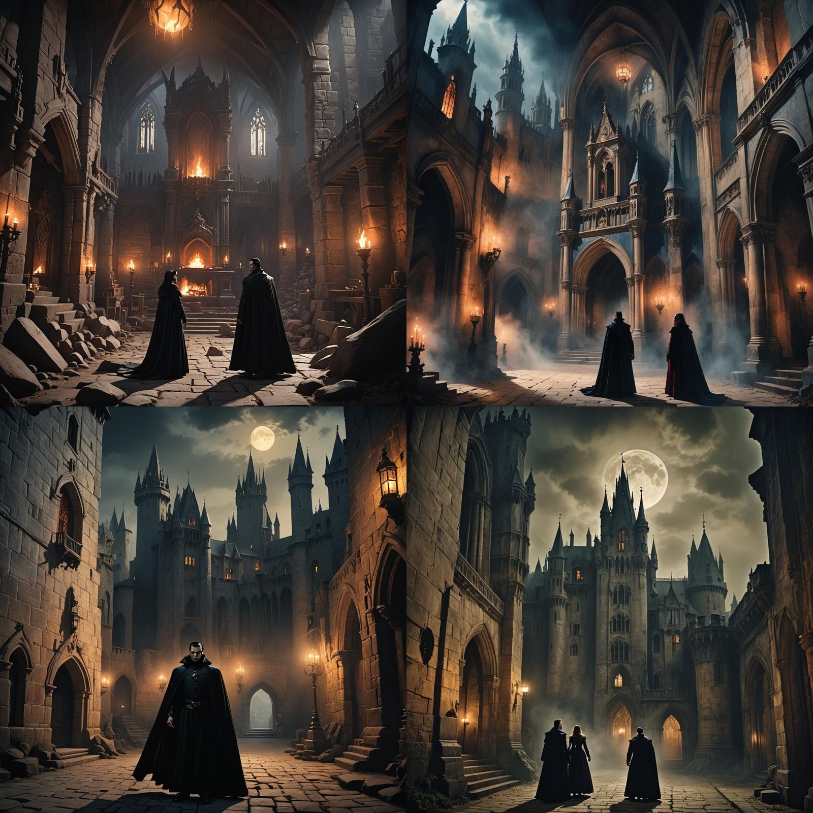 Dracula in Castle with Girl: Matte Painting