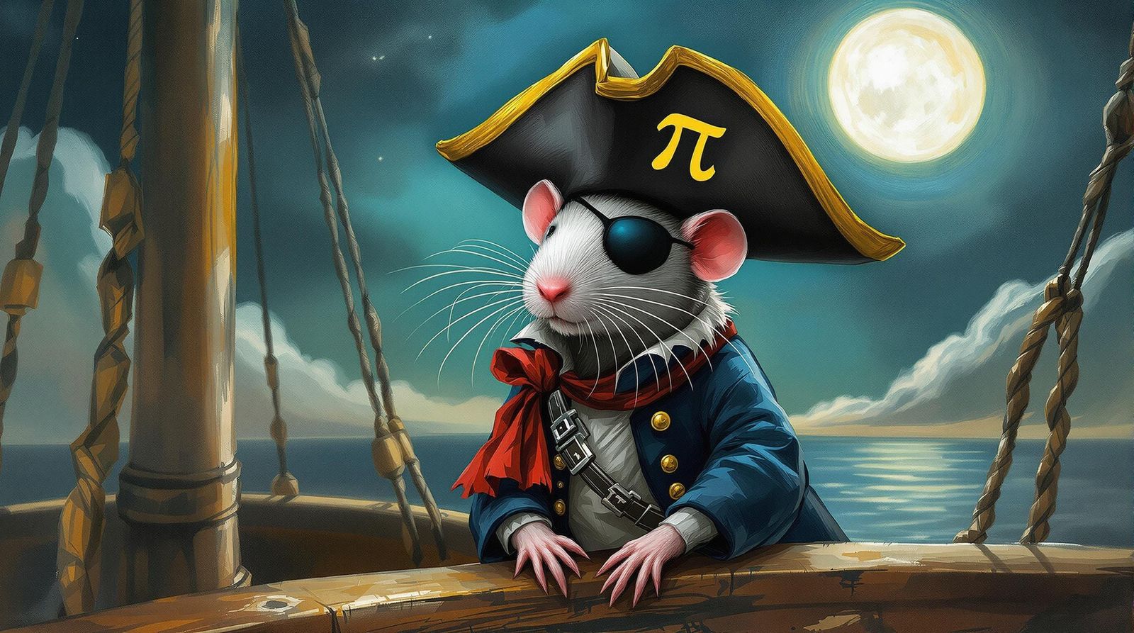Whimsical Pirate Rat with Pi Symbol