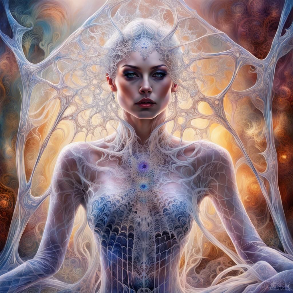 Crystal Spiderwoman in Dreamscape: Digital Art