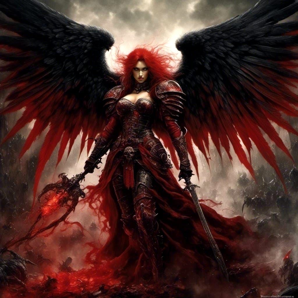 Dark Fantasy Blood Angel in Realism Style