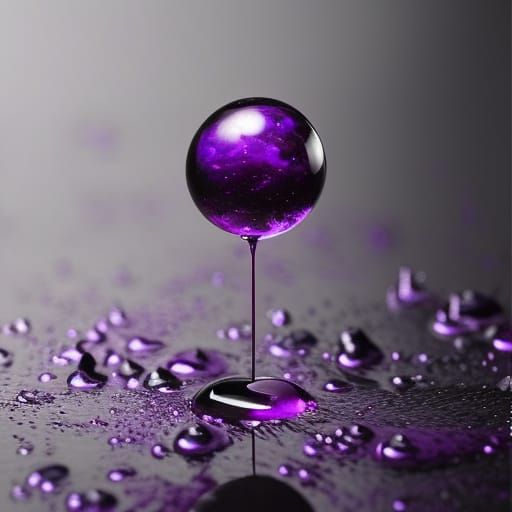 Cosmic Purple Marble in Dripping Water
