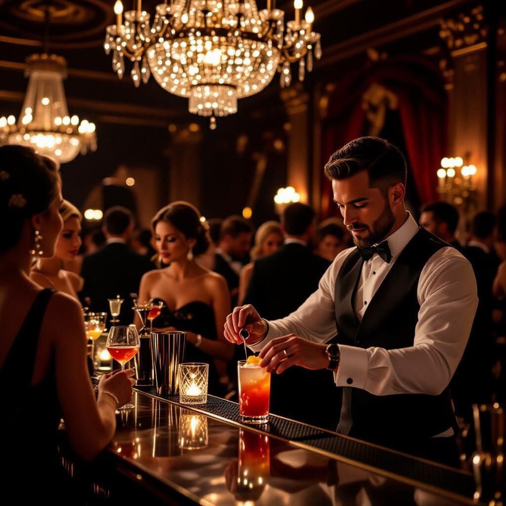 Opulent Cocktail Party in Film Noir Style
