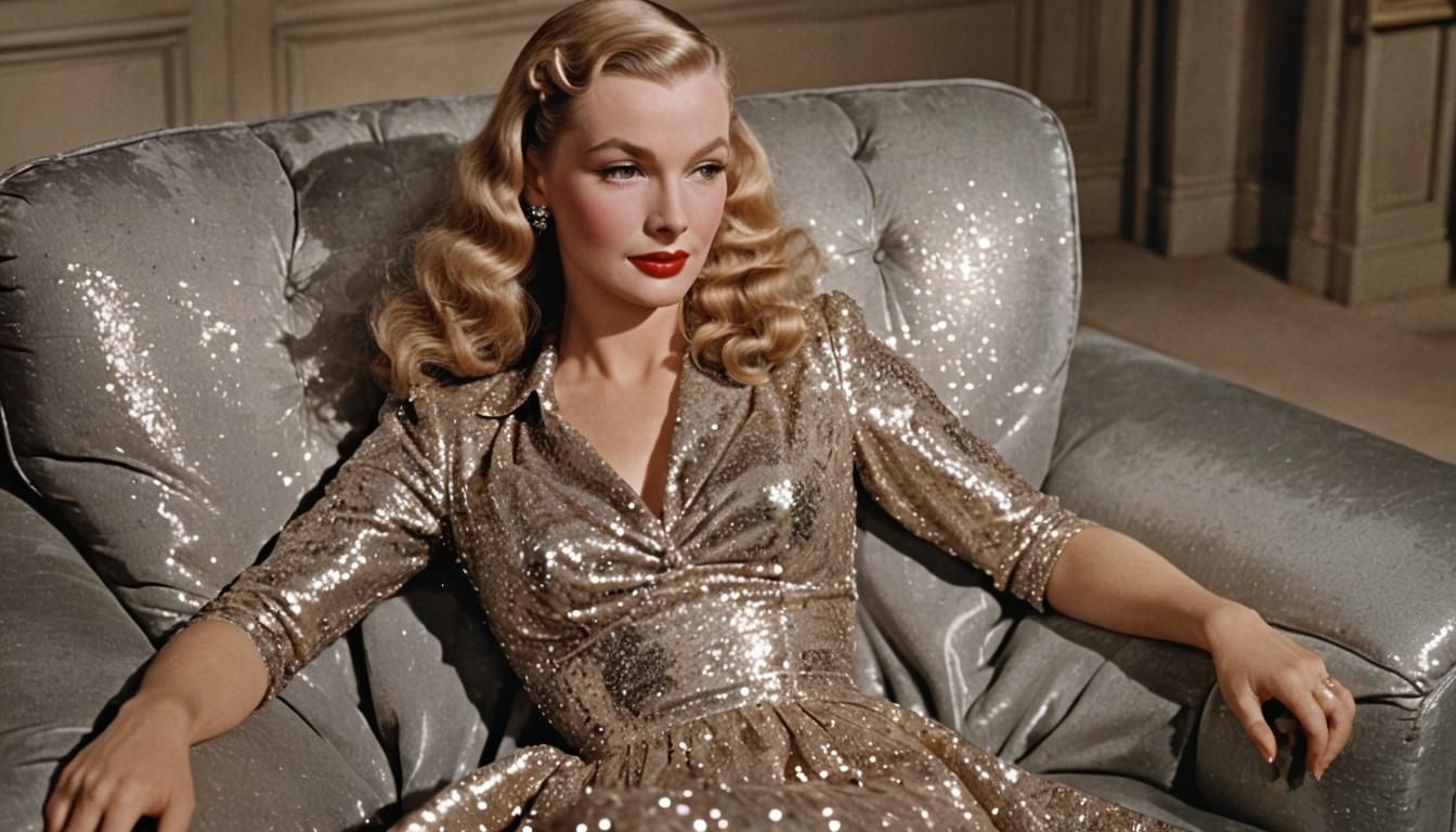 Glamorous Hollywood Siren in Sequined Dress