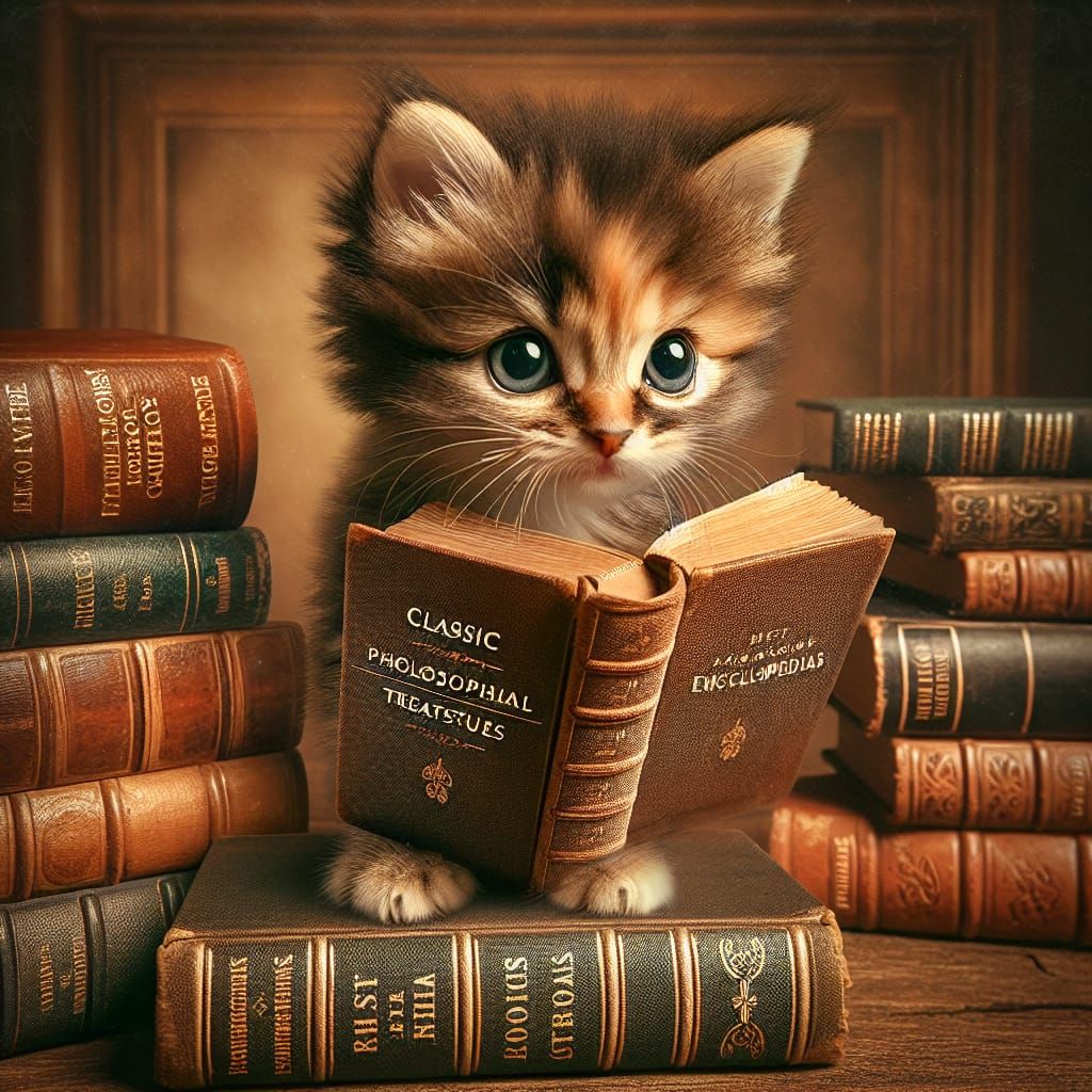 Kitschy intellectual kitten