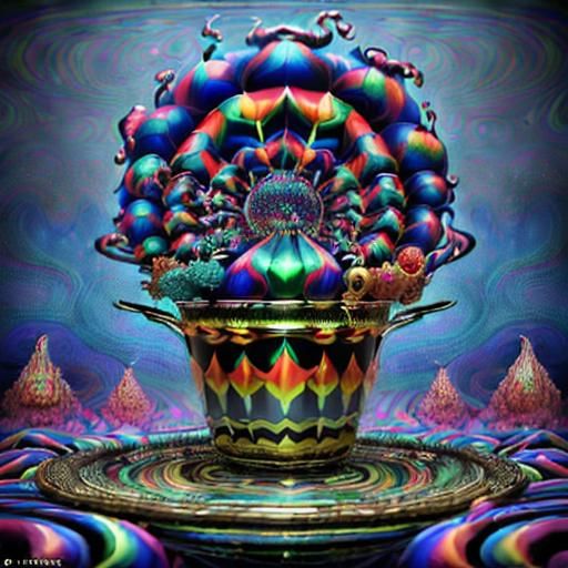 Psychedelic Cornucopia in Surrealist 3D Style