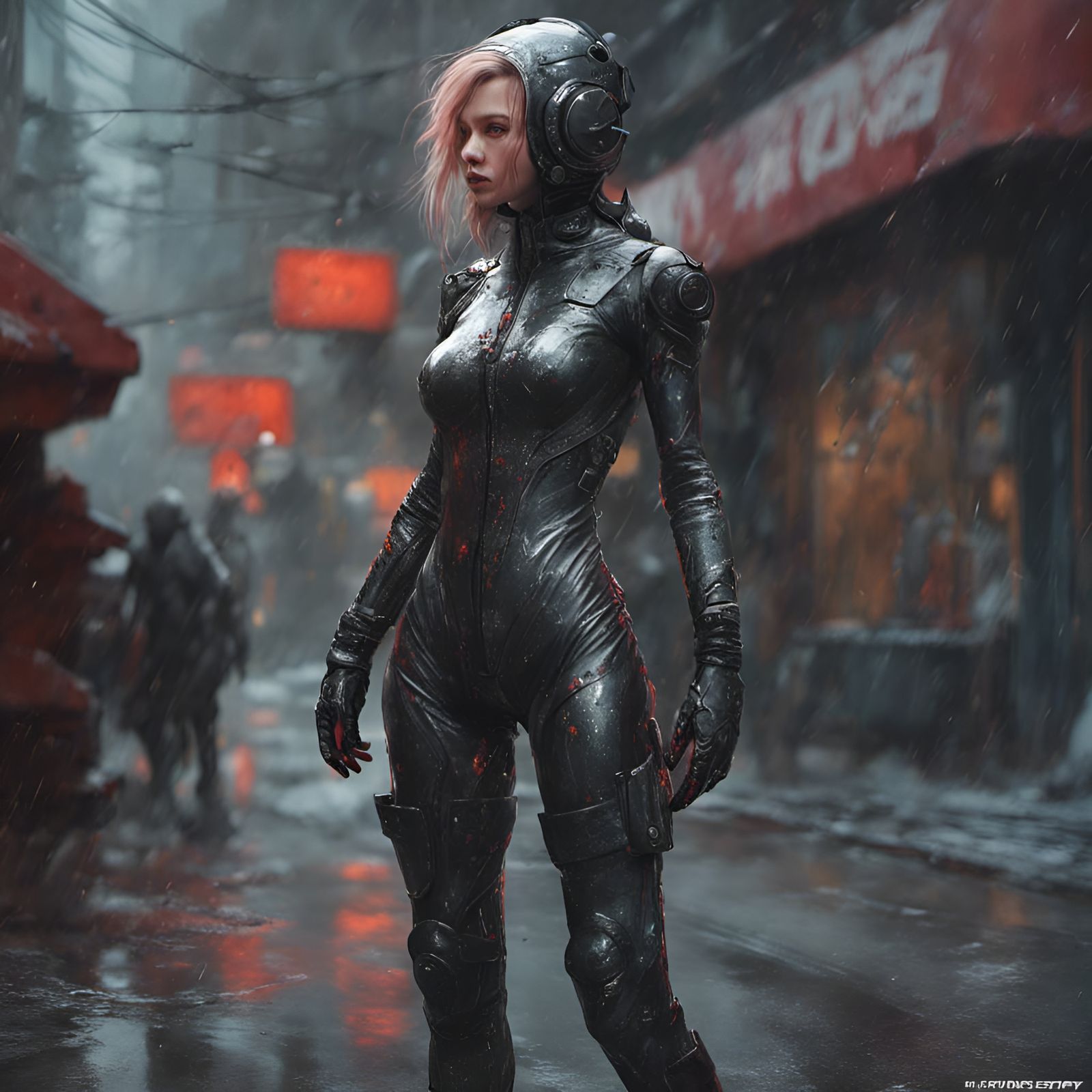 Woman in Latex Bodysuit: Hyperdetailed Fantasy Art