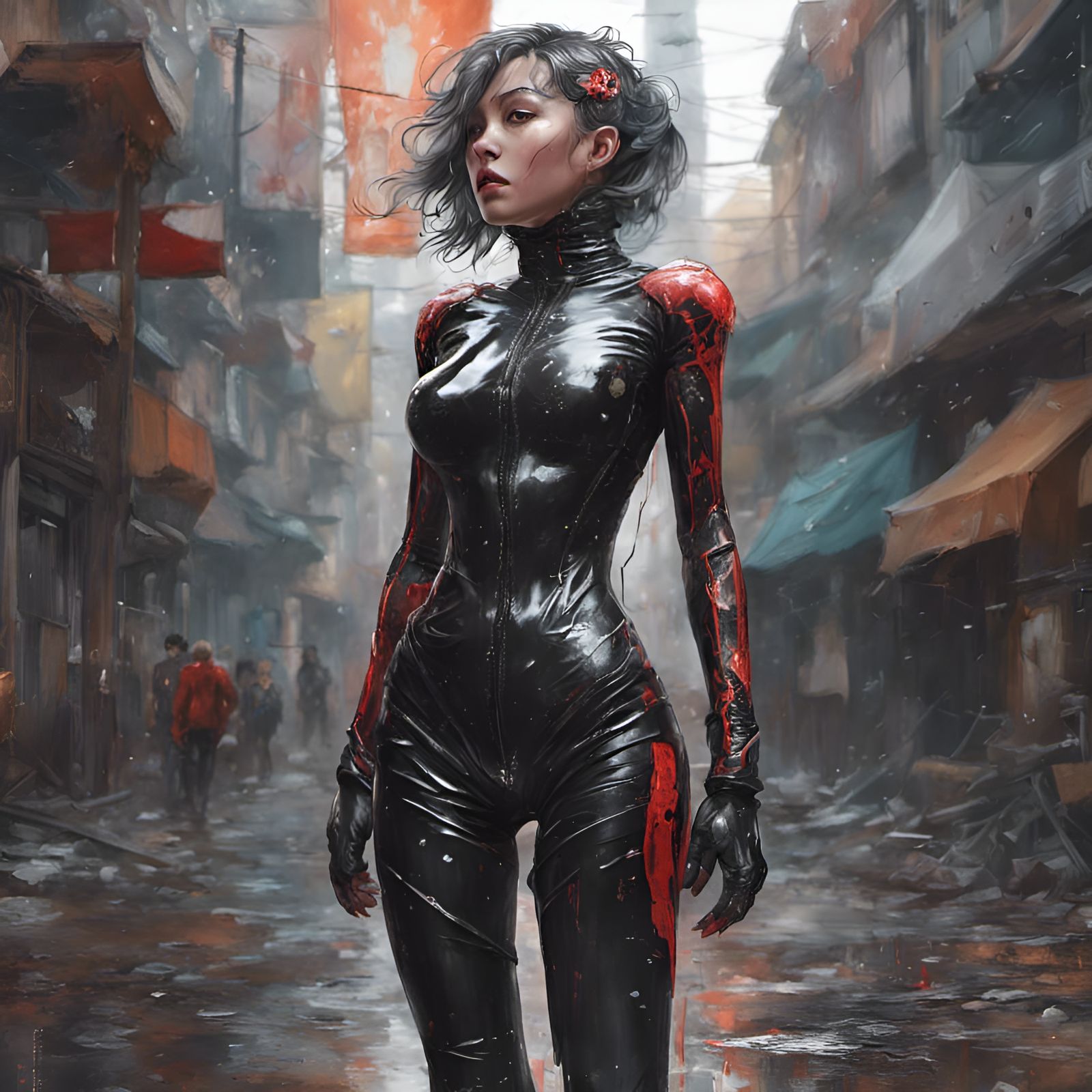 Woman in Latex Suit: Hyperdetailed Fantasy Art