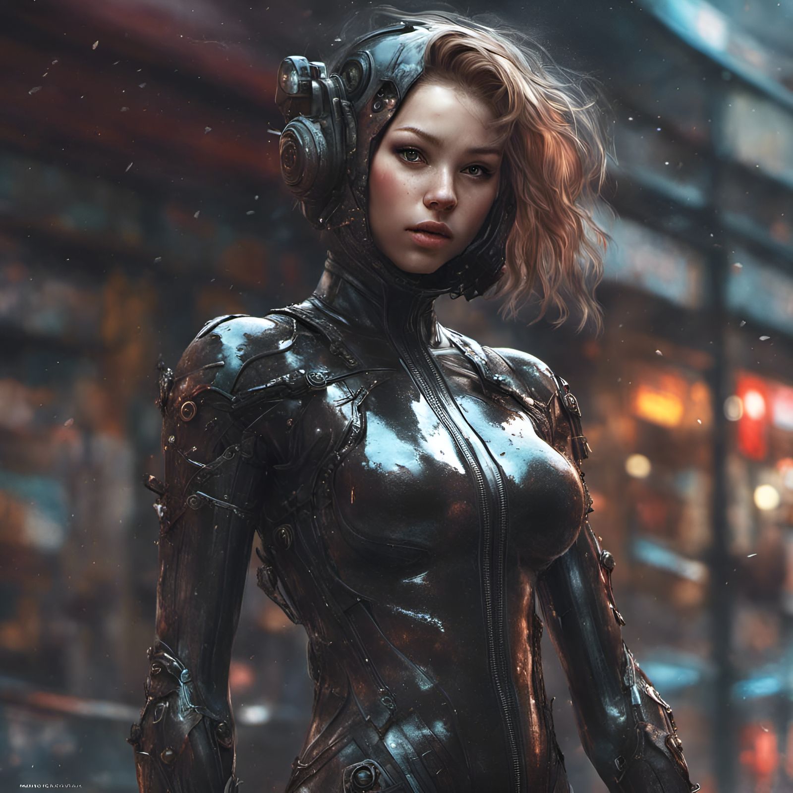 Woman in Latex Bodysuit: Hyperdetailed Fantasy Art