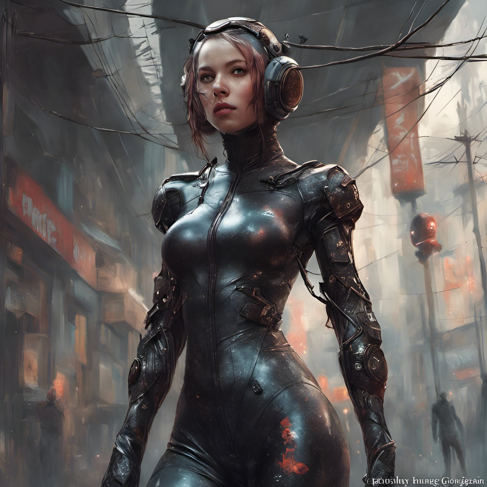 Woman in Latex Suit: Hyperdetailed Fantasy Art