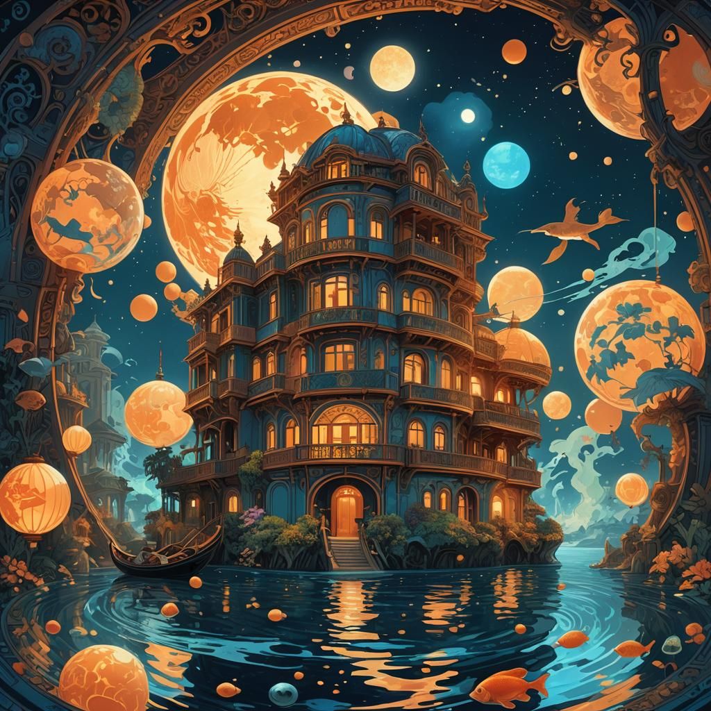 Bio-Luminescent Floating House Concept Art